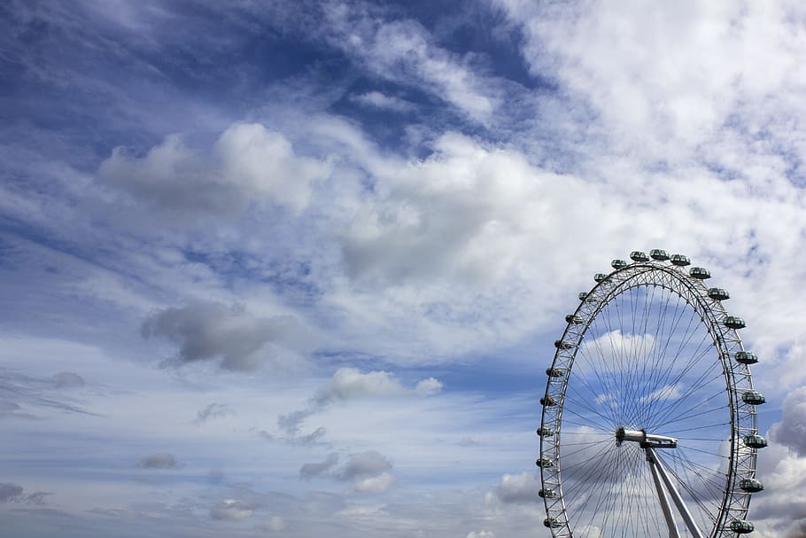 London Eye, Joust, Holiday, londres, parque, perspectiva, diversão, céu, nuvens, vento