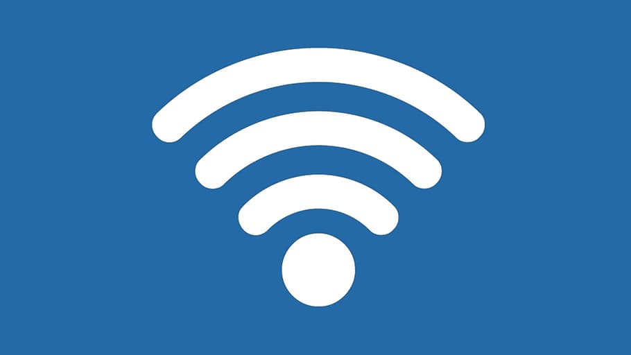 白いwi-fiロゴ, wifi, ワイヤレスデバイス, wi fi, 青, 白の色, 通信, シンボル, コピースペース, 人なし