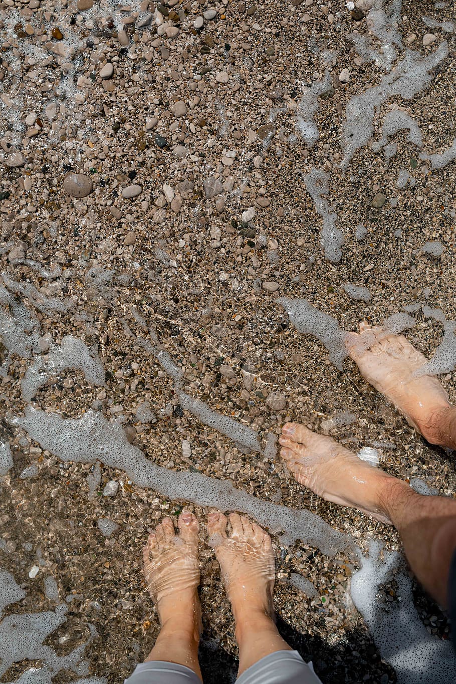 fondo, agua, playa, borrosa, olas, arena, mar y fondos, sección baja, parte del cuerpo, pierna humana