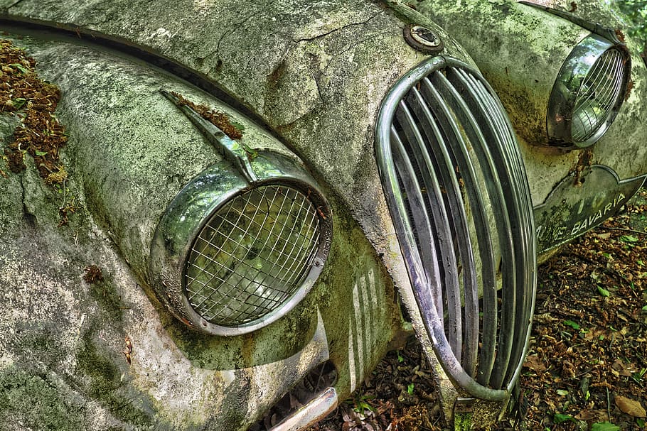 closeup, photography, abandoned, classic, car, auto, car cemetery, oldtimer, old, rust