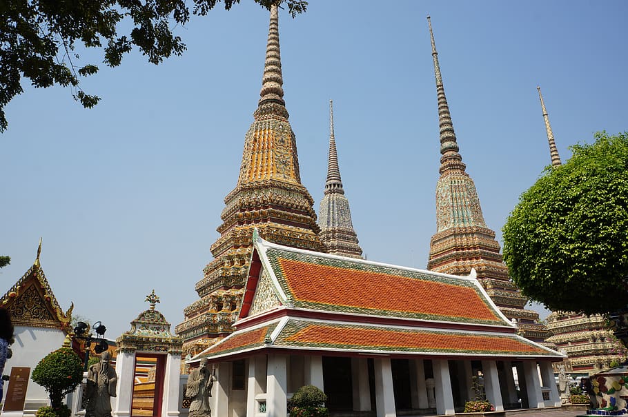 thailand, bangkok, wat pho, temple, building, religion, spire, architecture, built structure, place of worship