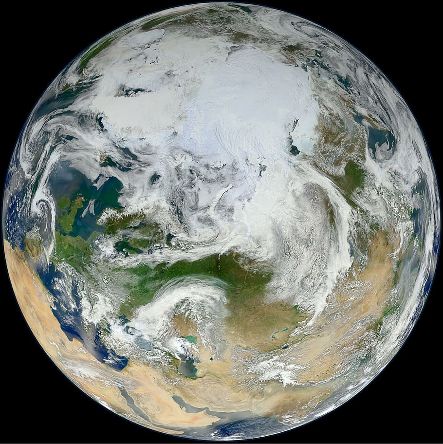 fondo de pantalla del planeta tierra, tierra, vista ártica, planeta, espacio, satélite, esfera, mármol azul, vista, órbita polar