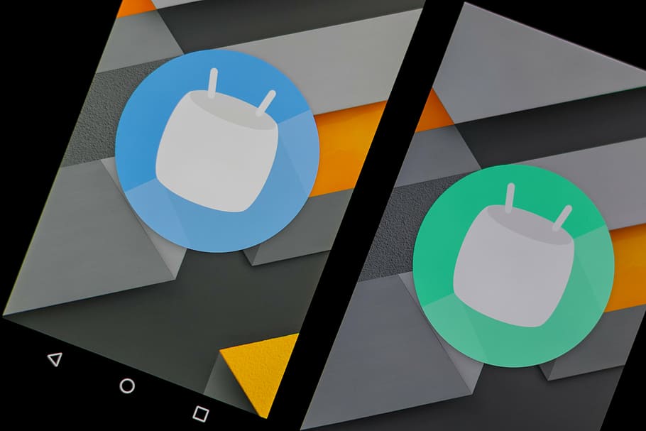 two, marshmallow android logos, phone, android, google phone, portable, digital, nexus, touch screen, mobile phone