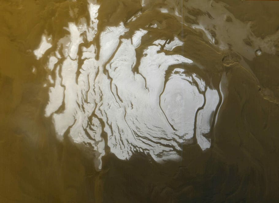 Martian South Pole, mars, public domain, solar system, south pole, space, water, nature, river, reflection