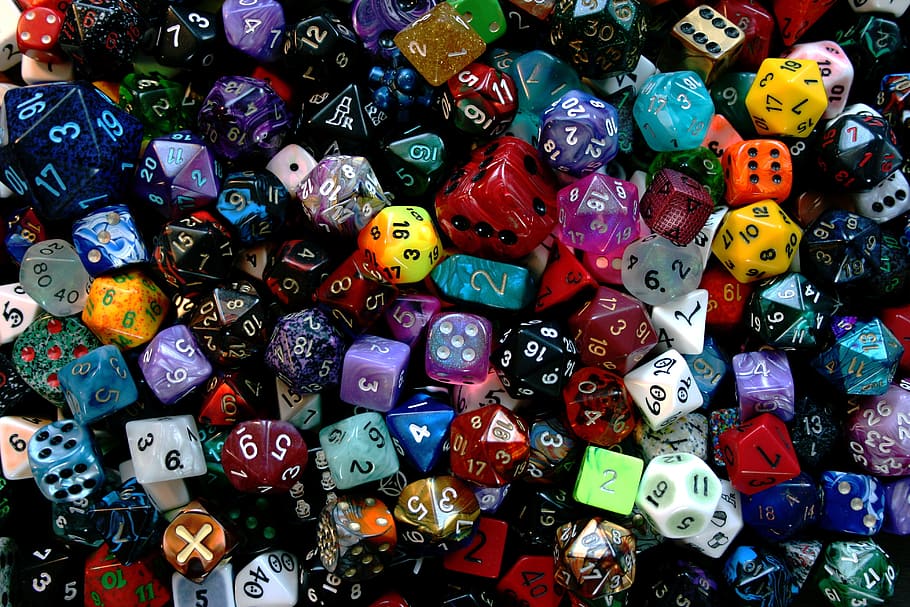 assorted-color dice lot, cube, play, craps, colorful, instantaneous speed, luck, role playing game, number cube, pay