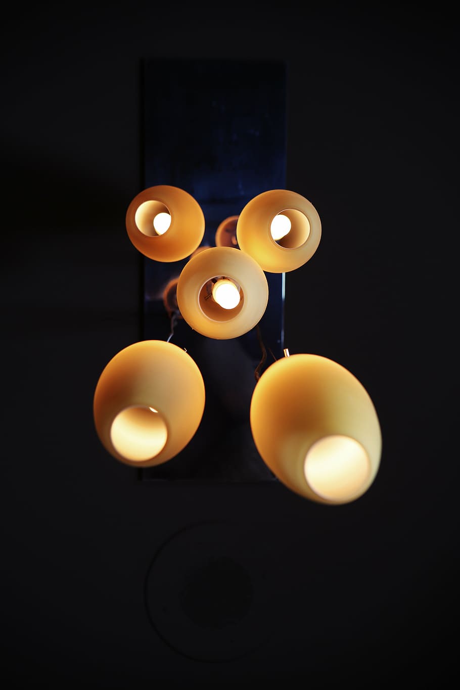 yellow lanterns, focus, photography, lighted, chandelier, lamps, lights, ceiling, dark, night