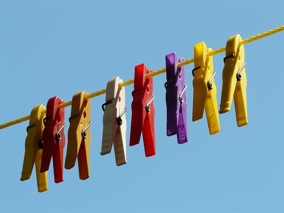 clothespin on clothesline, Clothes Line, Dry, Sky, clothespins, wash, laundry, colorful, color, jam