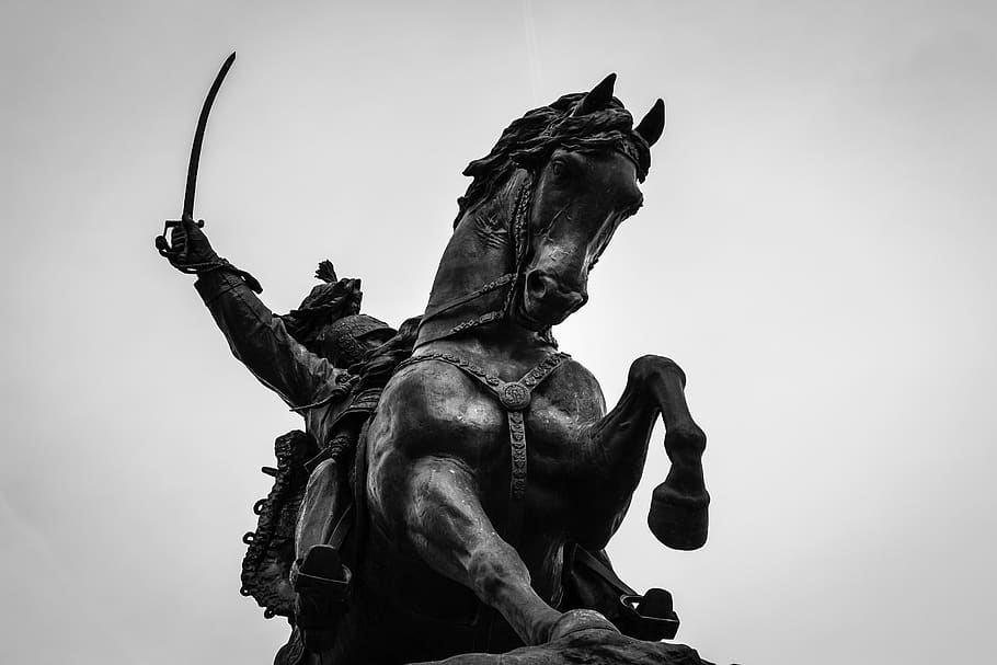 cavalo, herói, cavaleiro, cavalos, itália, Veneza, soldado, batalha, brasão de armas, museu