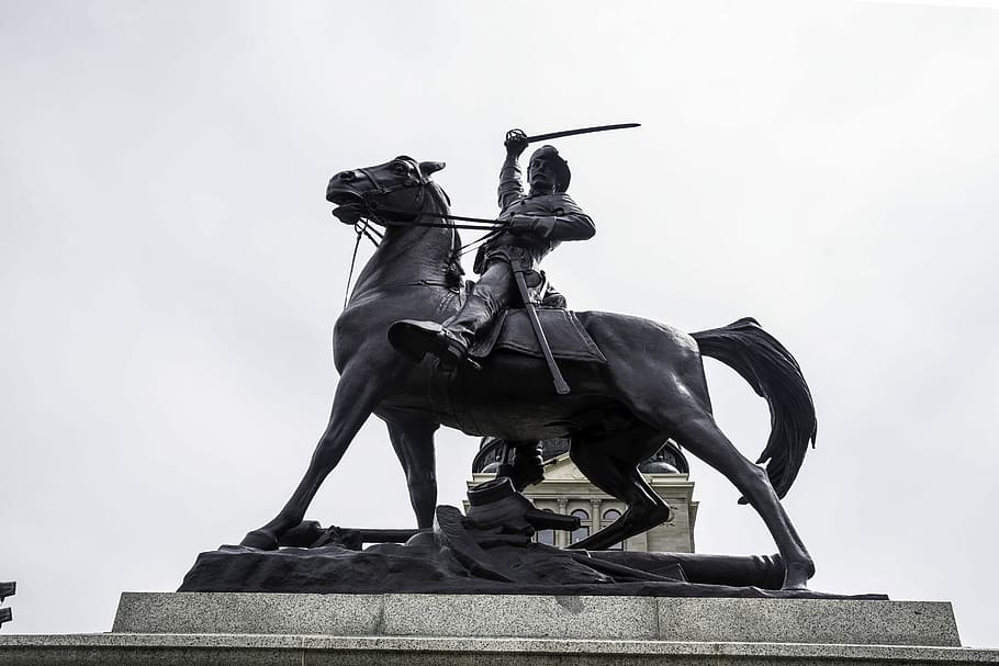 horse, rider statue, Horse and Rider, Statue, Helena, horseman, montana, public domain, rider, United States