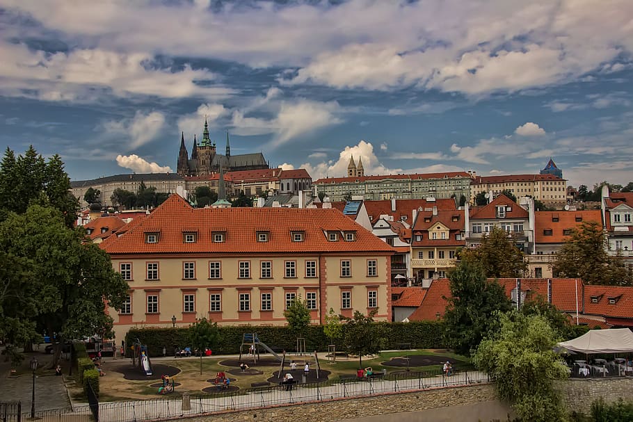 prague, castle, historically, hradcany, czech, building exterior, built structure, architecture, cloud - sky, sky
