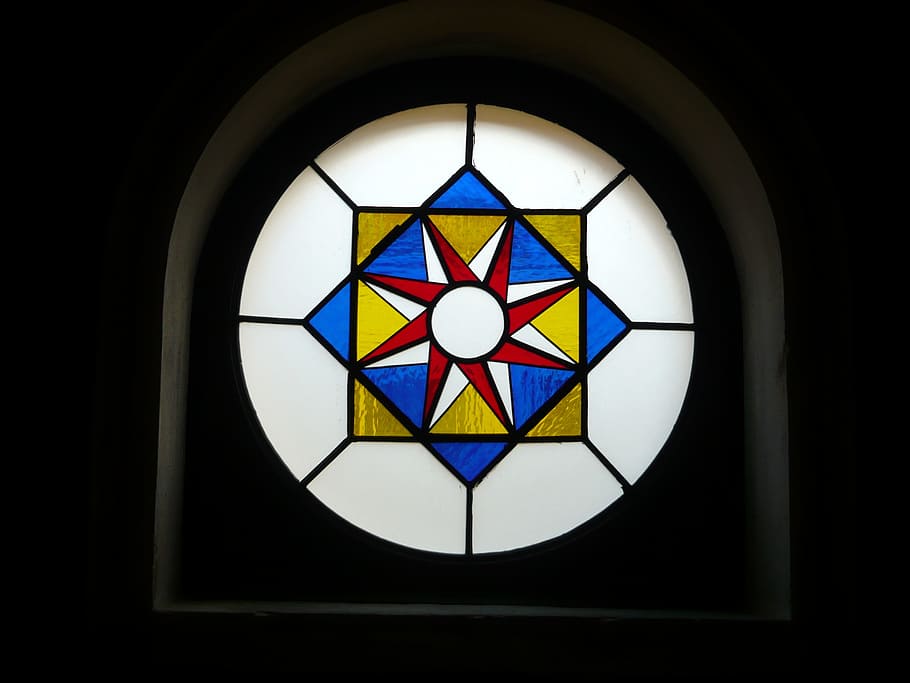 Pecs, Synagogue, Building, Window, circle, symbol, design, shape, multi colored, indoors