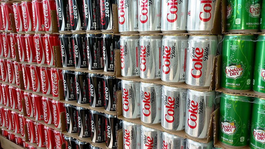 Coca-Cola pode muito, Metálico, Alumínio, Bebidas, Coleção, Coca-Cola, Mercearia, Refrigerante, Comida, Pode