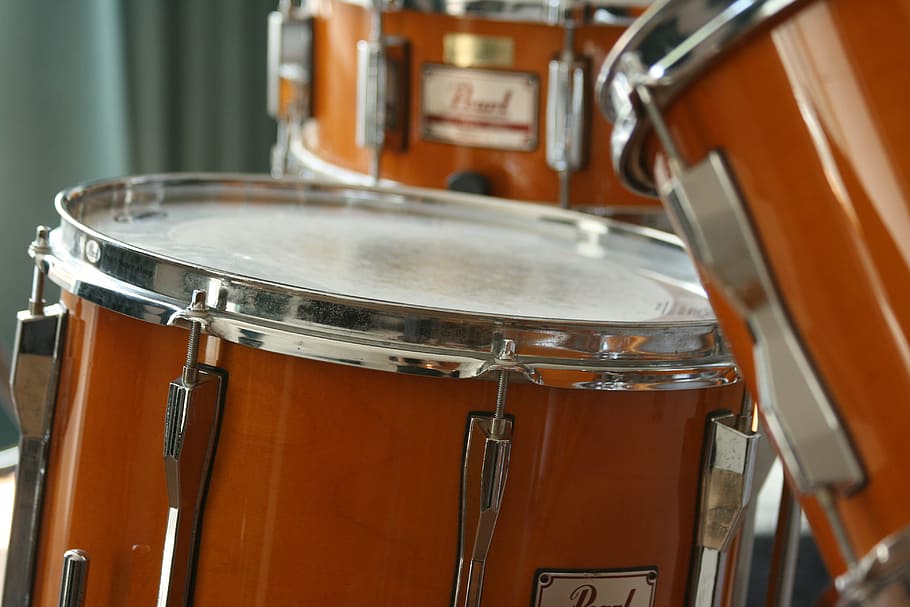 selective, focus, photographed, brown, drum, drums, musical instrument, music, sound, percussion instrument