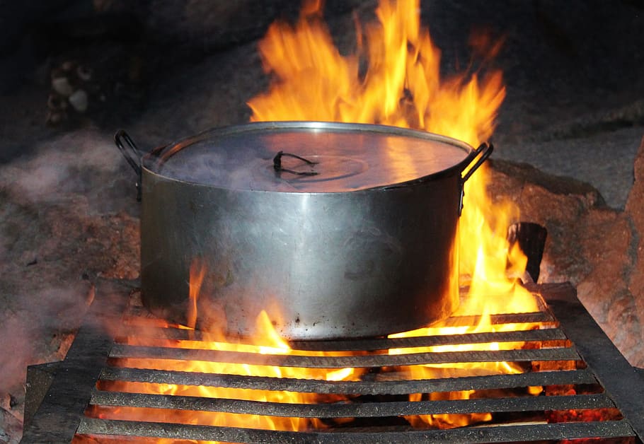 cooking pot, fire, eat, heat, flame, benefit from, pot, heat - temperature, burning, kitchen utensil