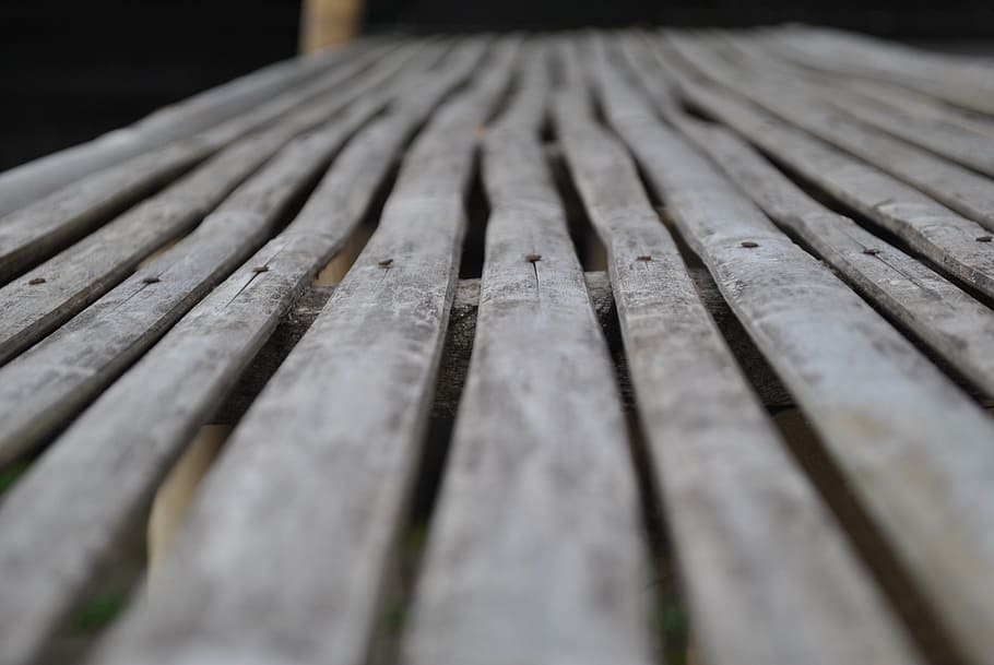 wood, bench, close-up, selective focus, wood - material, day, outdoors, pattern, old, bamboo - material