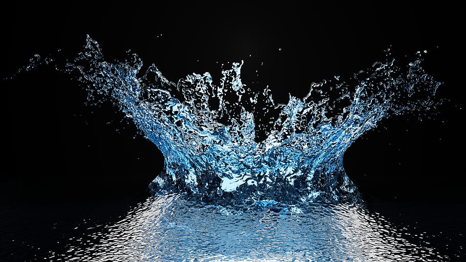 水, 注入, 青, 液体, 透明, 点滴, スプレー, 3D, ブレンダー, 動き
