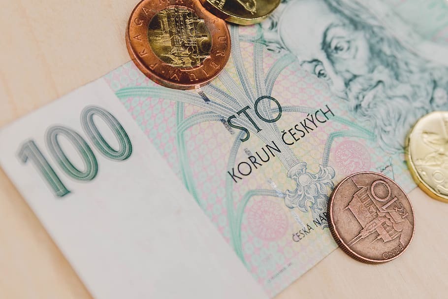 Czech, Koruna, coins, banknotes, currency, Republic, bank, banking, cash, earn