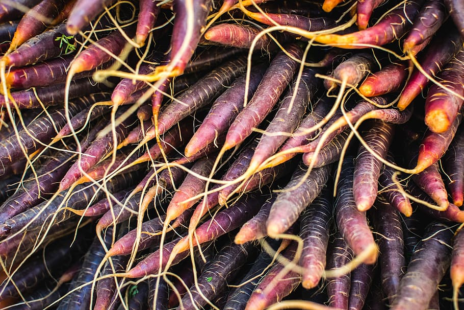 rojo, zanahorias, mercado de agricultores, de cerca, colorido, alimentos, frescura, vegetales, mercado, alimentos crudos