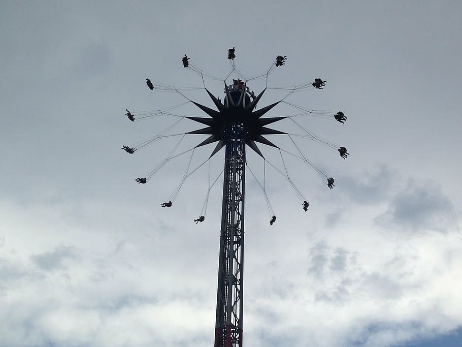 fair, game, sky, play, clouds, playing, backlash, amusement park, amusement park ride, low angle view