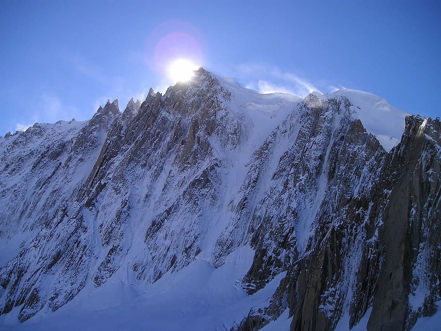 눈, 코팅, 흰색, 산, 얼음 채널, 몽블랑 뒤 타쿨, 샤모니, 알파인, 산들, 높은 산들