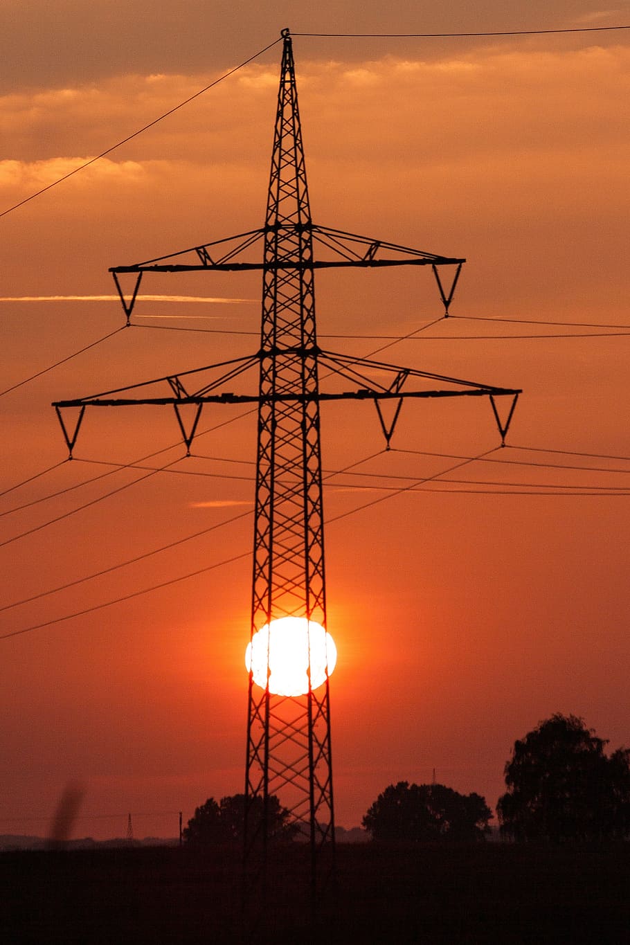 electric, tower, sunset, Power Lines, Pylons, Poles, power poles, current, cable, power line