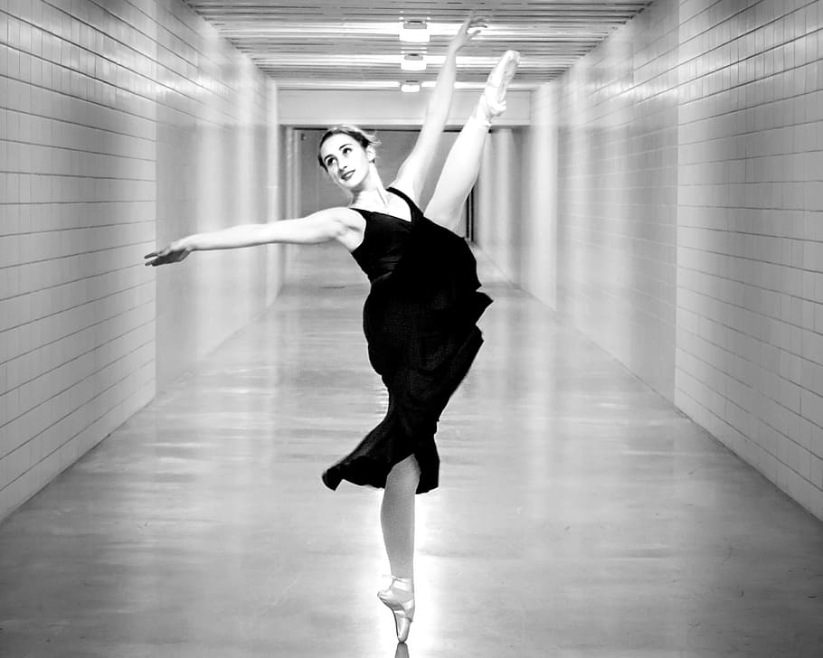 woman dancing, hallway, dancer, people, motion, ballet dancer, adult, dancing, ballerina, balance