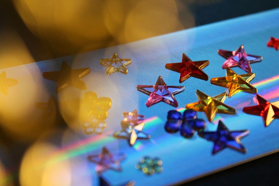stars, glitter, celebration, christmas, decoration, still life, holographic, rainbow, glam, shine