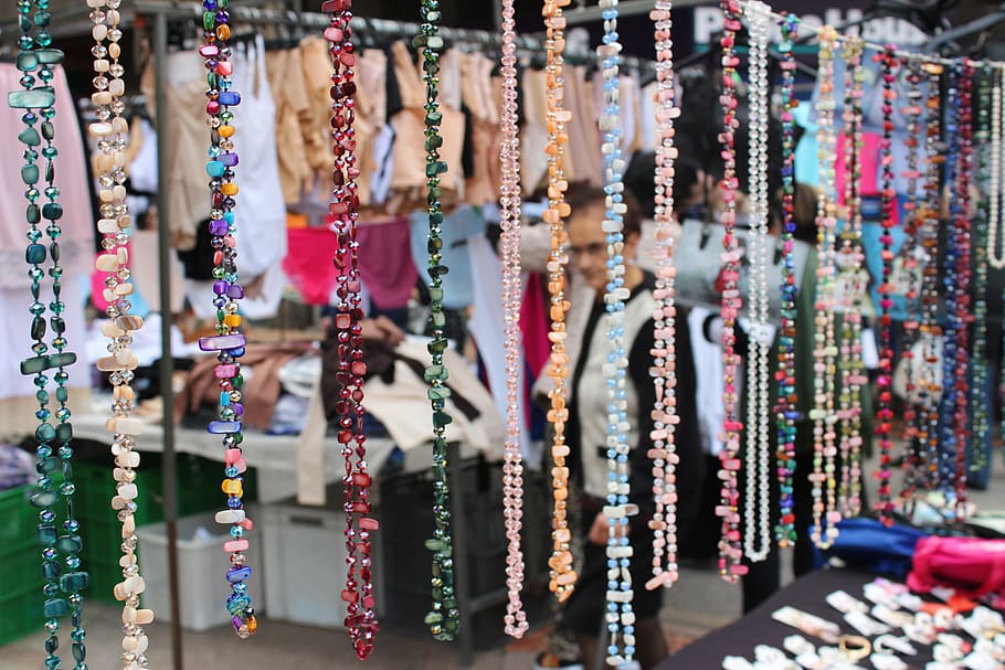 mercado, mercao, collares, zoco, joyería, bazar, collar, joyas, colgantes, venta minorista