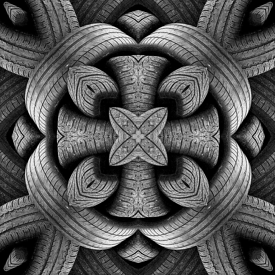 abstract, tyres, tire, pattern, tread, gray, cross, art and craft, creativity, craft