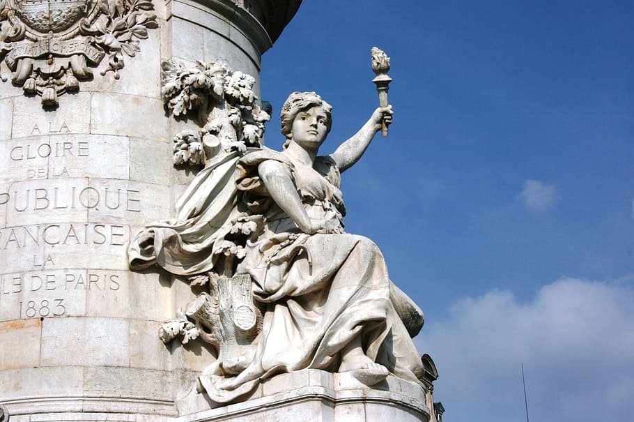 monument, republic, paris, statue, architecture, sculpture, art and craft, history, human representation, representation