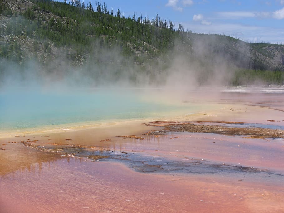 grand, prismatic, spring, yellowstone, water, hot spring, beauty in nature, geyser, scenics - nature, steam