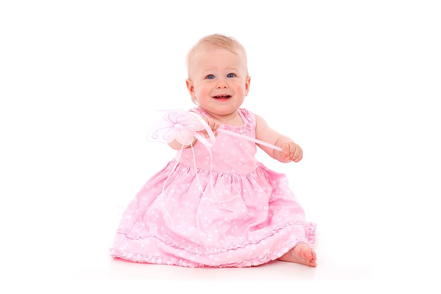 vestido rosa do bebê, bebê, rosa, vestido, criança, bonitinho, feminino, menina, feliz, humano