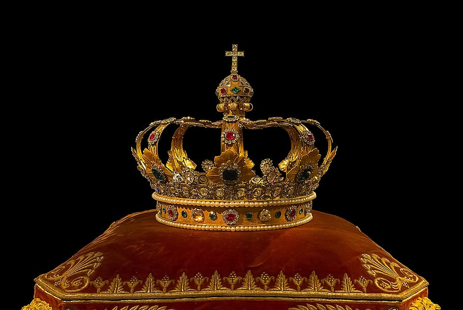 mahkota berwarna emas, mahkota, raja, bavaria, jerman, eropa, perhiasan, kekuatan, tanda, simbol