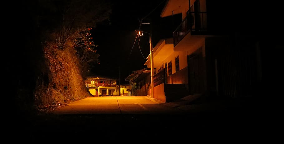 Landscapes, Night, Quindio, Colombia, photography night, dark, street, illuminated, burning, building exterior