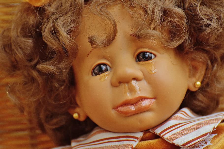 doll, girl, tears, sad, toys, children, funny, cute, childhood, child