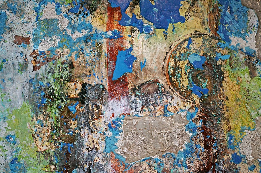 blue, beige, green, abstract, painting, church painting, painted over, mural, texture, background