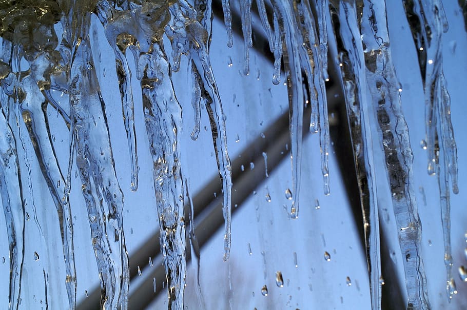 ice, icicle, dew, winter, water, sky, blue, nature, cold - Temperature, drop