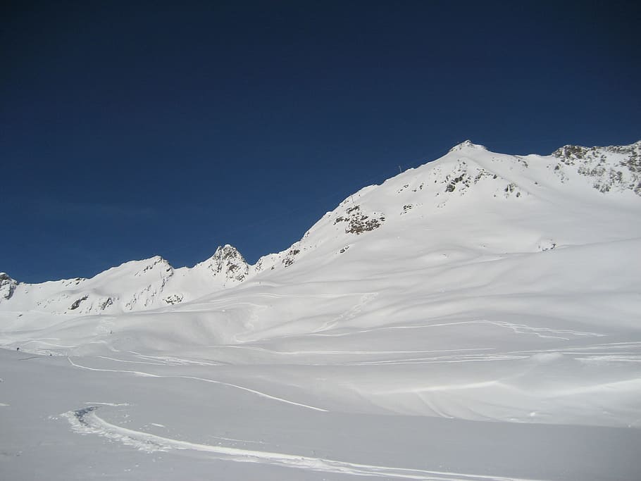 mountain, covered, snowfield, daytime, sölden, winter, winter sports, snowboard, ski, alpine