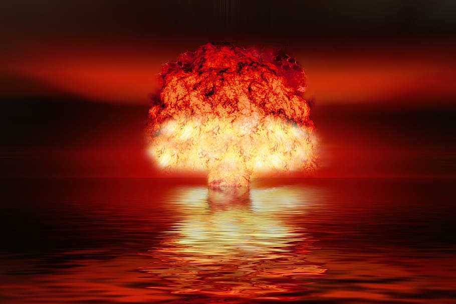 bomb explosion, body, water, night, atomic bomb, nuclear weapons, explosion, mushroom, mushroom cloud, nuclear powers | Pxfuel
