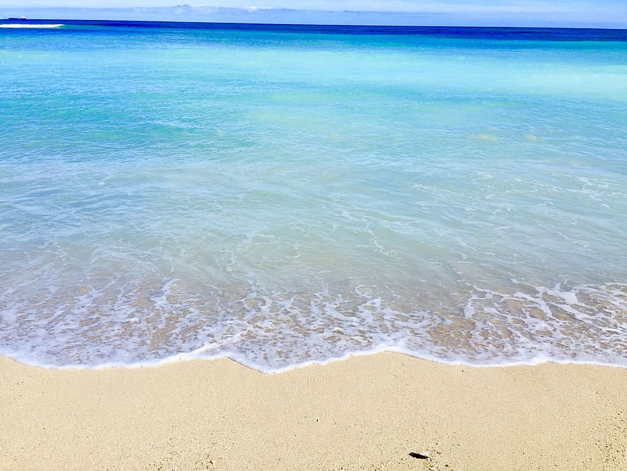 pantai di siang hari, samudra, laut, biru, hawai, aloha, air, pantai, tanah, pasir
