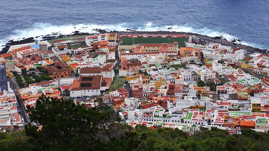 town beside sea, Garachico, Tenerife, Island, Island, Beach, tenerife, island, beach, outdoor, view, mountain