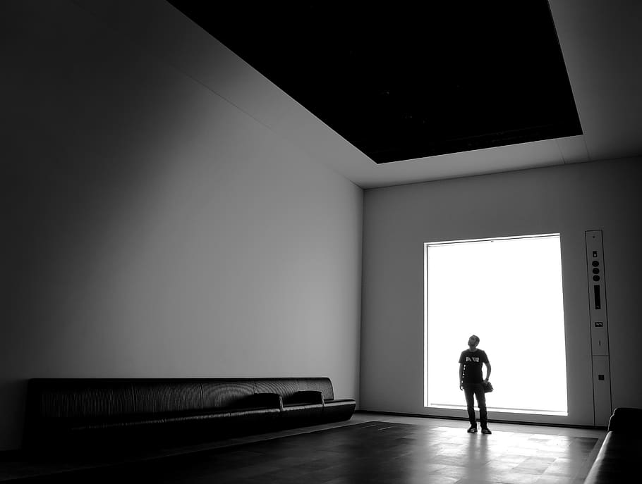 di dalam ruangan, kosong, orang-orang, cahaya, museum, perjalanan, interior, Abu Dhabi, louvre, monokrom