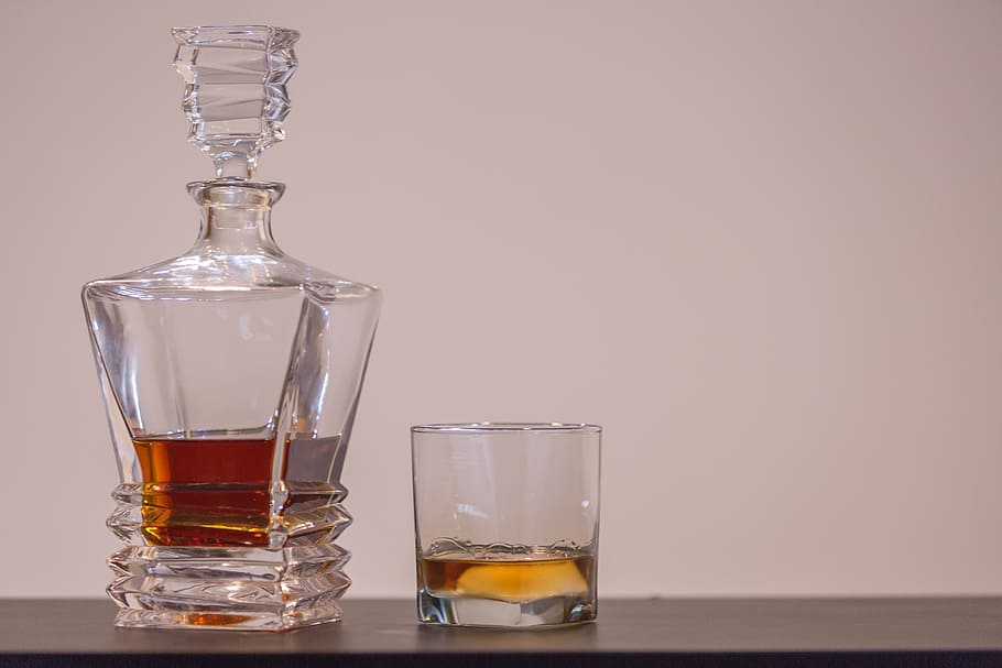 scotch, drink, glass, whisky, liquor, ice, bottle, drinking glass, refreshment, household equipment
