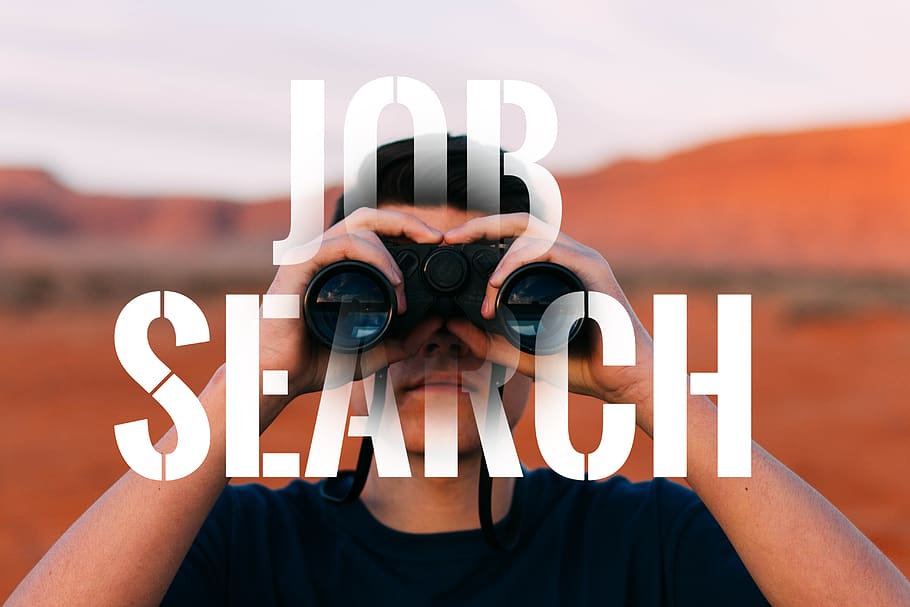 trabajo soñado, búsqueda, aplicación, ubicación, trabajo, buscando trabajo, persona, binoculares, fuente, desempleados