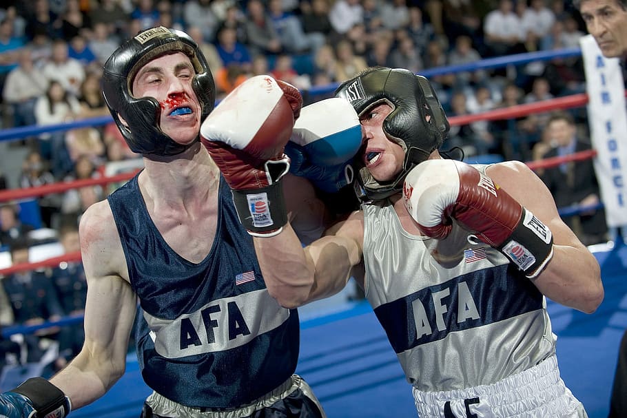two people boxing, Two people, boxers, competitors, fighters, fighting, photos, public domain, sport, men
