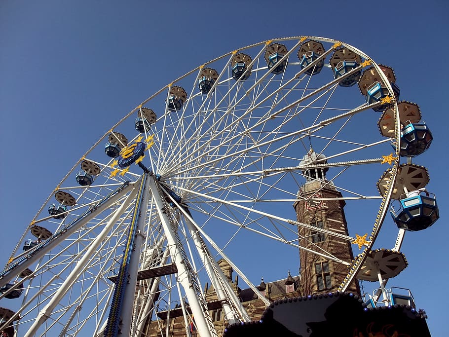 Venlo, Belanda, Kincir Ria, balai kota, langit, perspektif, indah, kesenangan, Taman hiburan Naik, roda