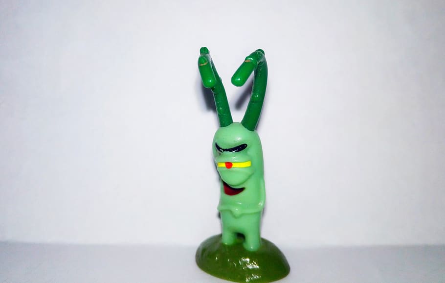 plankton, from the movie, childhood, sculpture, character of the cartoon, funny, the characters of the cartoon, green, wink, green color