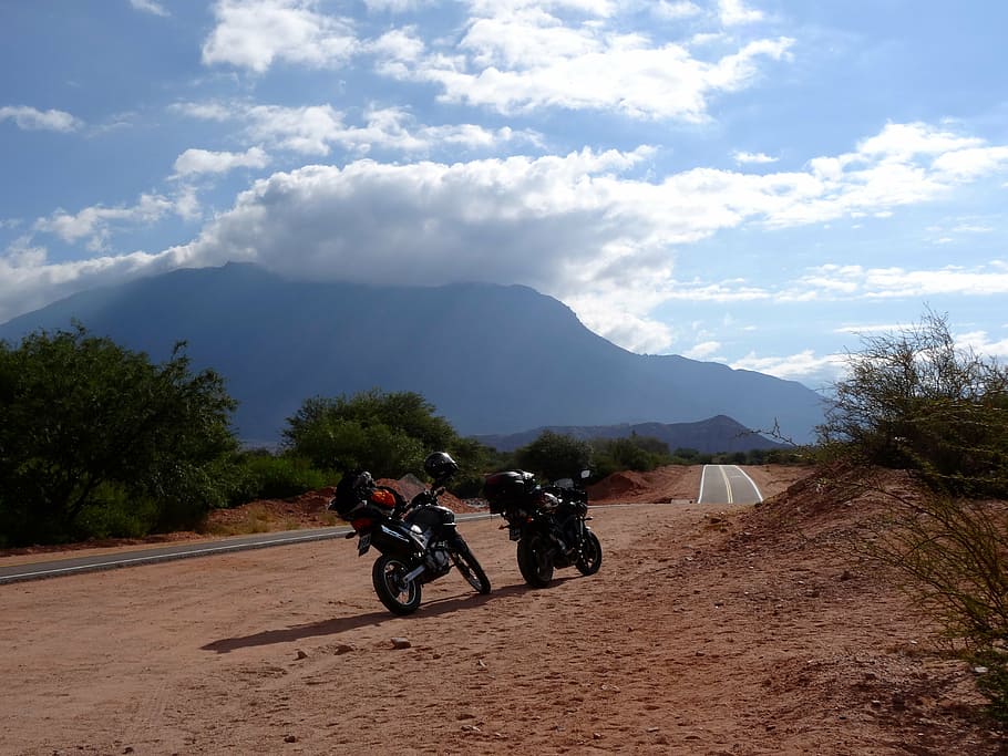 motorcycle, road, mountains, bikes, roadtrip, landscape, horizon, nature, adventure, travel