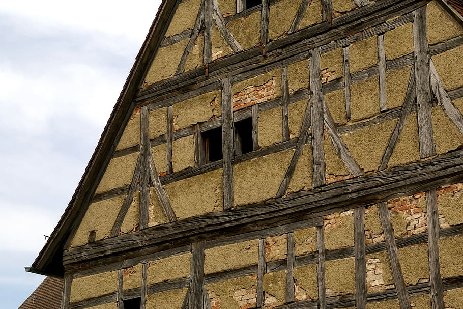 monastery heiligkreuztal, timber framing, house, building, gable, pediment, old, deteriorated, decay, architecture