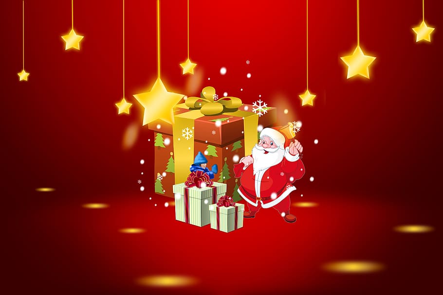 サンタクロース 横 ギフトボックス デジタル 壁紙 クリスマス メリークリスマス お祝い 装飾 休日 Pxfuel